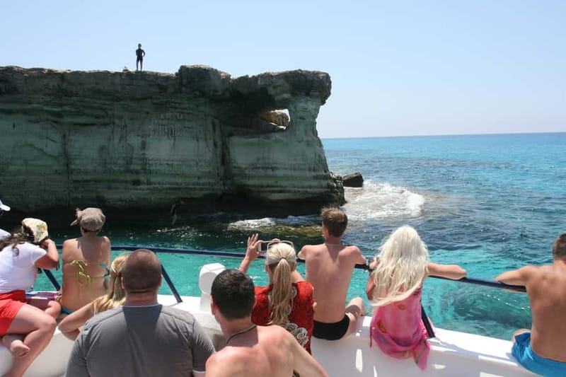 Ayia Napa: Lazy Day Cruise, Turtle Cove, Blue Lagoon & Lunch - Sea caves and Cape Greco from the water