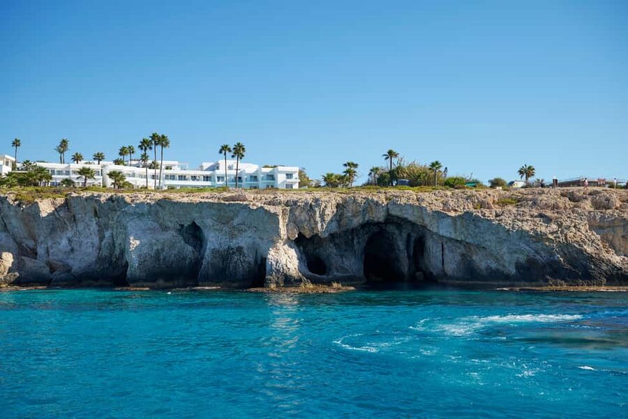 Ayia Napa: Luxury Catamaran Cruise with Lunch & Drinks - Cape Greco: cliffs, arches, and the first swim