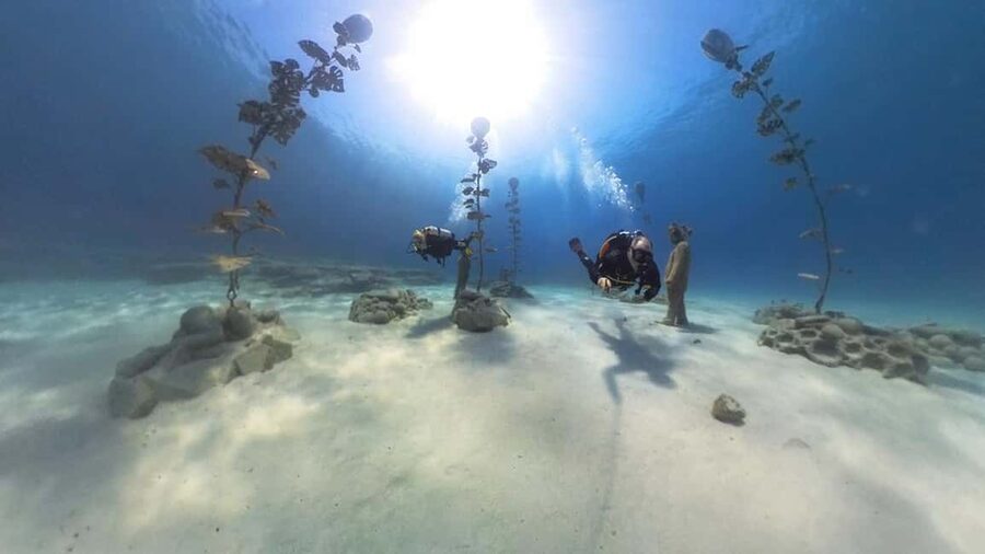 Ayia Napa: Musan Underwater Museum Scuba Dive - Walking through the 93-piece underwater museum