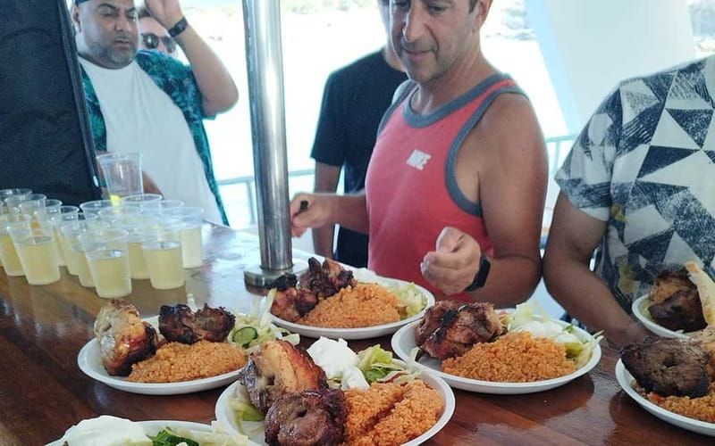 BBQ Boat: Nafsika II Sunset BBQ, Waterslide & Swimming Trip - A generous BBQ on the lower deck