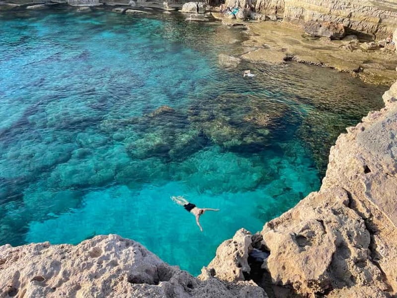 From Larnaca: Cape Greko Guided Tour with Transfers - Ayia Napa Sea Caves: the first big coastal stop