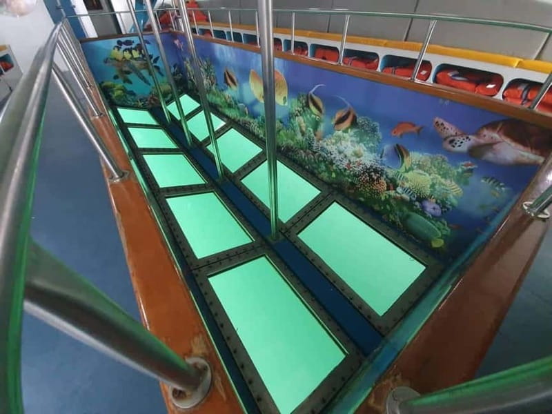 Latchi: Blue Lagoon Glass Bottom Boat Cruise with Drinks - A bar, sunbeds, and the practical side of the boat
