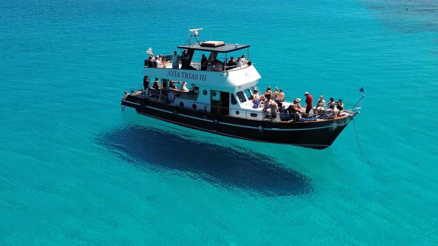 Protaras: Luxury Blue Lagoon Cruises 4H/Food/1 Drink/3 Swims - Leaving Paralimni Marina for Protaras views