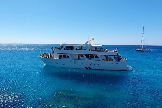 Protaras: St Georgios Presidential Cruise BBQ & 1 drink. 16+ - The Blue Lagoon and Cape Greco caves