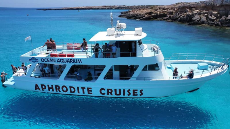 Protaras: Turtle Cove & Blue Lagoon Sunset Cruise - Cape Greco cliffs and Kamara tou Koraka